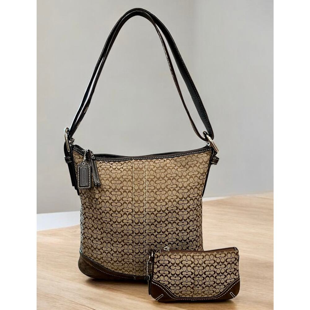 Y2K Coach F10944 Mini Signature Duffle Bag & Wristlet